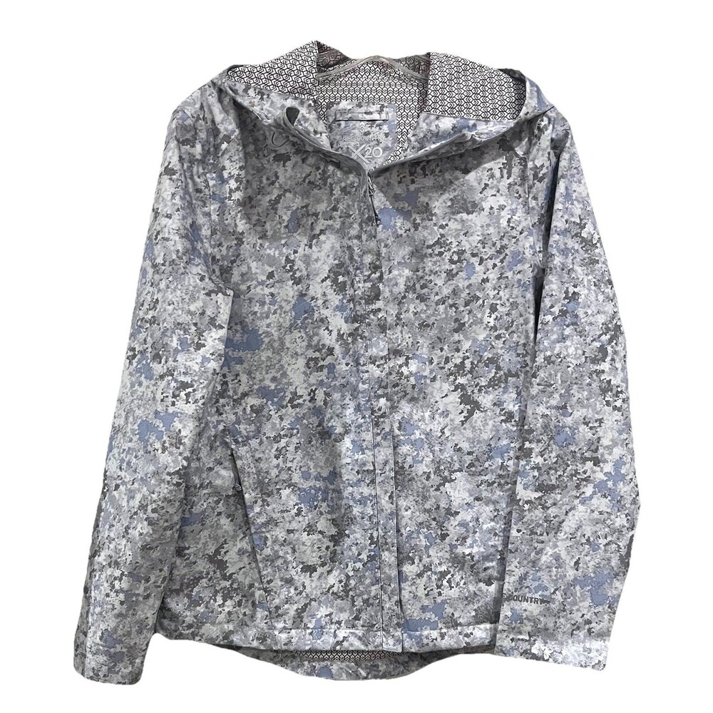 Free Country X20 Waterproof Breathable Rain Jacket Ice Blue Camouflage Medium